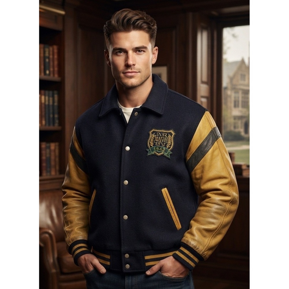 VTG Cooper Collegiate Notre Dame Fighting Irish Varsity Jacket Leather Wool Sz M